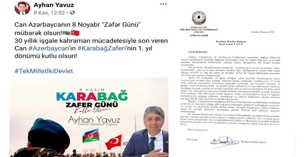AYHAN YAVUZ’A AZERBAYCAN BÜYÜKELÇİSİNDEN TEŞEKKÜR