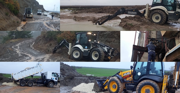 ANTAKYA BELEDİYESİ EKİPLERİ ŞİDDETLİ YAĞIŞLARDAN ETKİLENEN BÖLGELERE MÜDAHALE EDİYOR