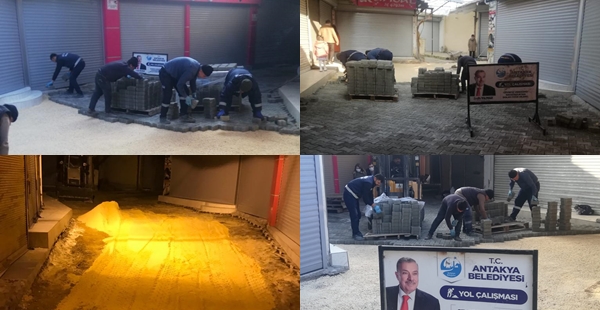 ANTAKYA BELEDİYESİ’NDEN ÇARŞI İÇERİSİNDE PARKE DÖŞEME ÇALIŞMASI