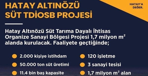 ALTINÖZÜ’NDE SÜT TDİOSB PROJESİ HAYATA GEÇİYOR