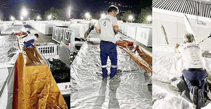 BELEN’DE KONTEYNERLER YAĞMURA KARŞI GÜÇLENDİRİLİYOR